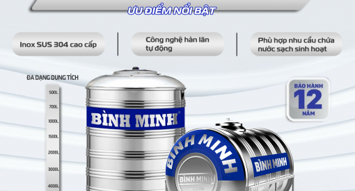 💠 BỒN NƯỚC INOX ĐỨNG BÌNH MINH – SỰ LỰA CHỌN THÔNG MINH CHO NGÔI NHÀ BỀN VỮNG