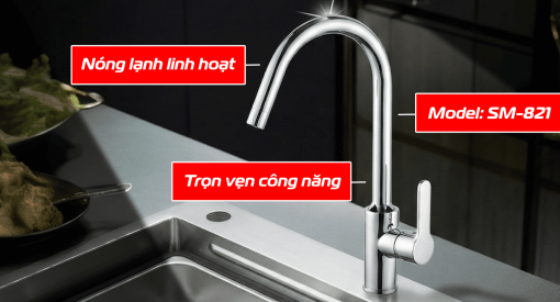 Vòi Chén Nóng Lạnh Summer SM-821 – Giải Pháp Hoàn Hảo Cho Gian Bếp Hiện Đại