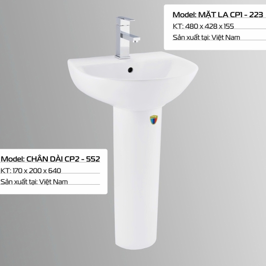 LAVABO MẶT LA CP1 - 223 + CHÂN DÀI CP2 - 552